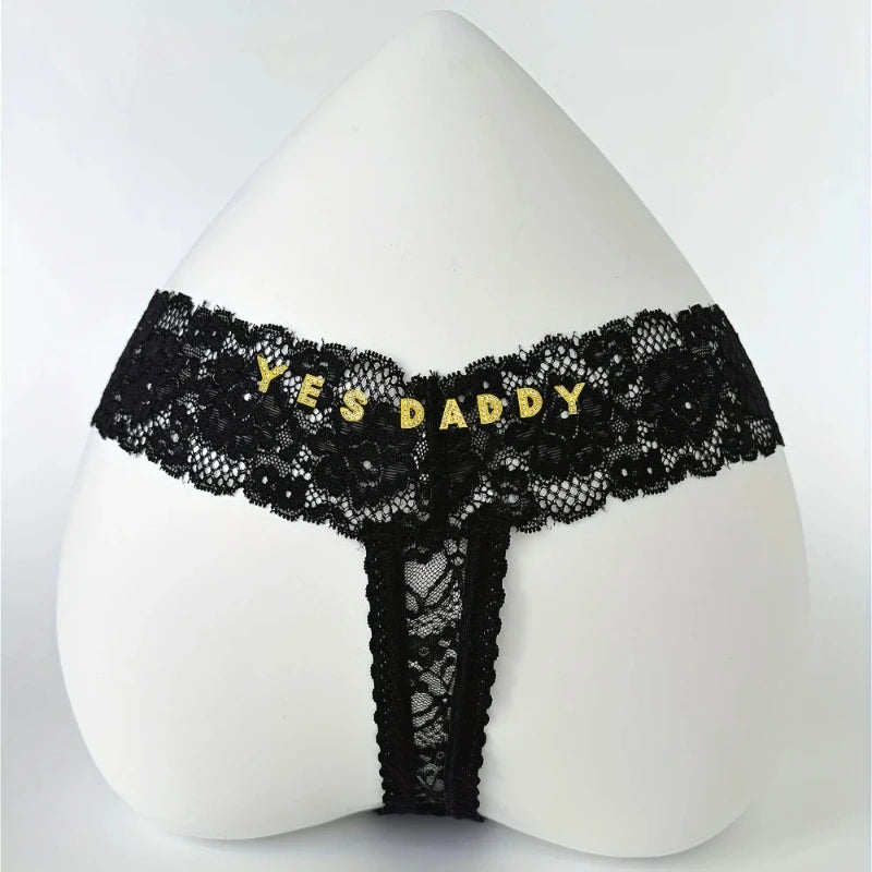 Personality Custom Name Crystal Letter Thong Sexy Lace Bikini Panties G-String Low Waist Briefs Ladies Knickers Hot Wife Gift