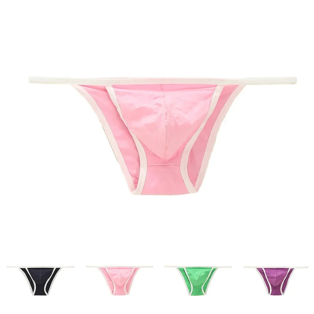 Sexy Men's Tanga String Thongs Bikini Contoured Bulge Pouch Briefs Cotton Lingerie Thong Underwear Pump Man
