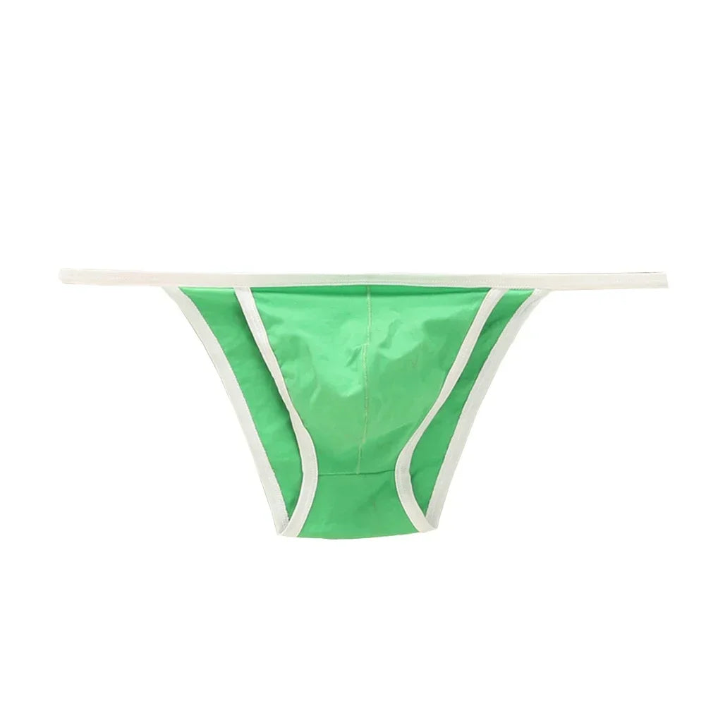 Sexy Men's Tanga String Thongs Bikini Contoured Bulge Pouch Briefs Cotton Lingerie Thong Underwear Pump Man
