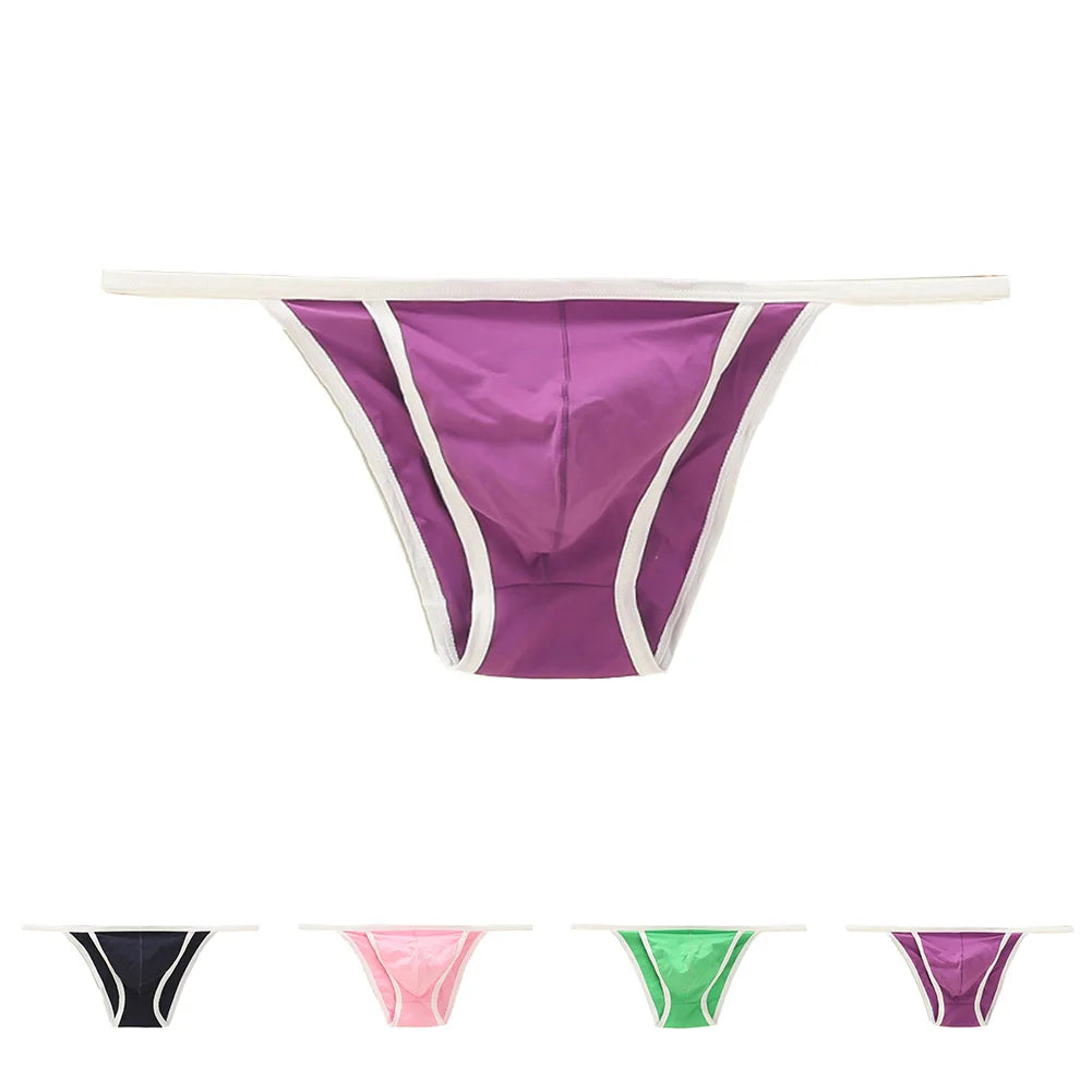Sexy Men's Tanga String Thongs Bikini Contoured Bulge Pouch Briefs Cotton Lingerie Thong Underwear Pump Man