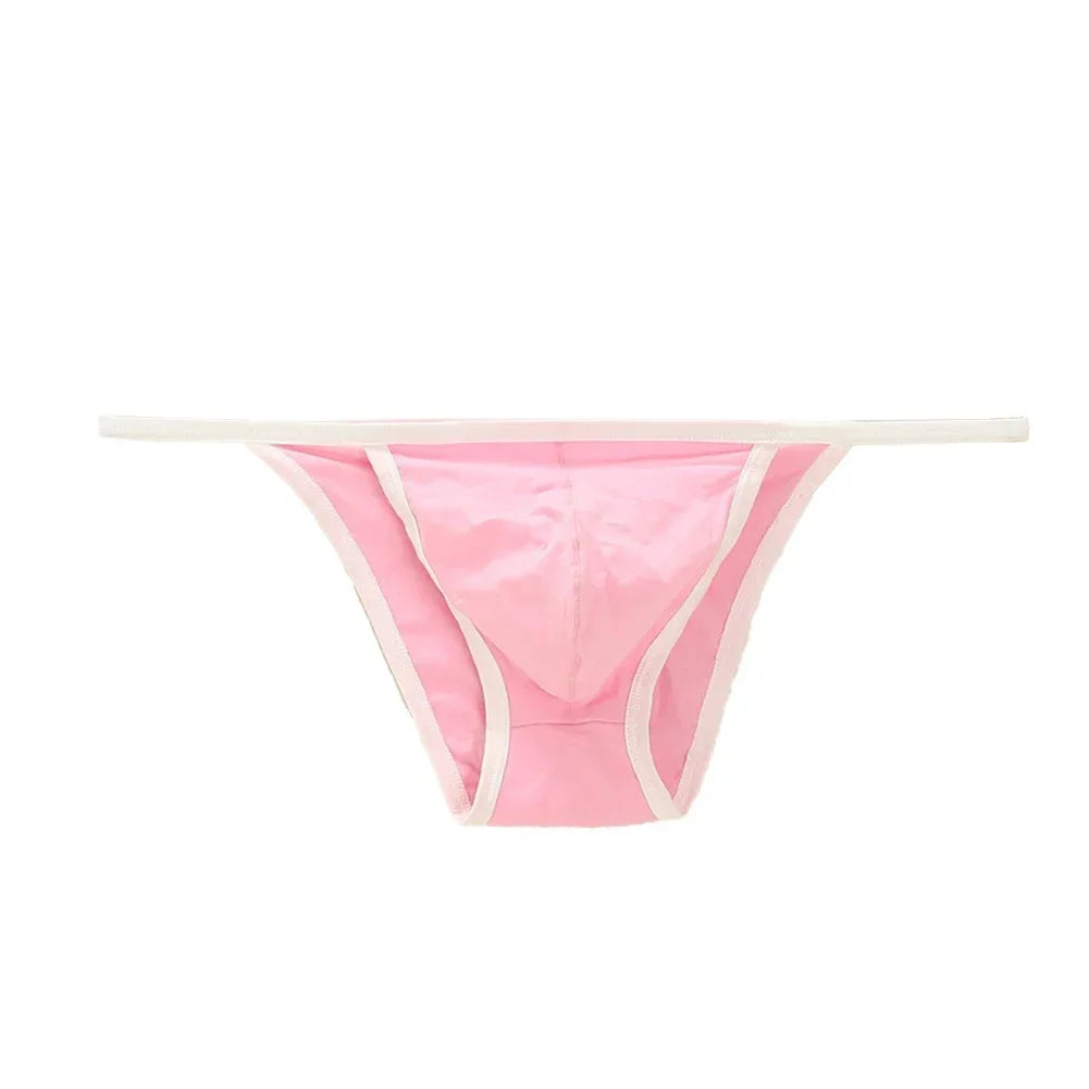 Sexy Men's Tanga String Thongs Bikini Contoured Bulge Pouch Briefs Cotton Lingerie Thong Underwear Pump Man