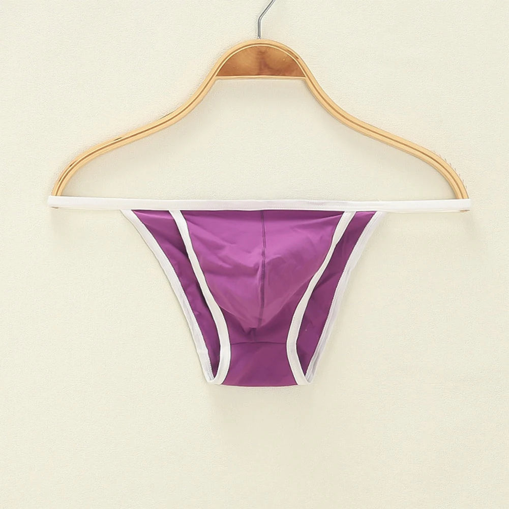 Sexy Men's Tanga String Thongs Bikini Contoured Bulge Pouch Briefs Cotton Lingerie Thong Underwear Pump Man