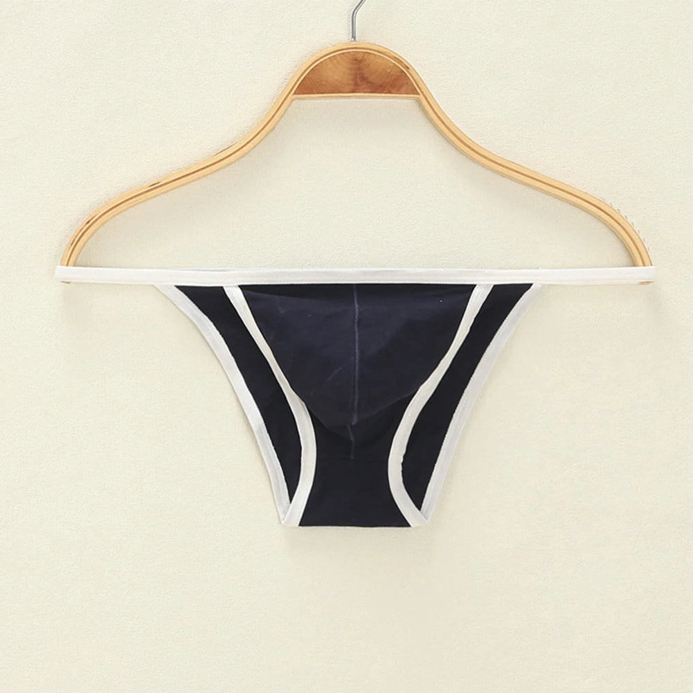 Sexy Men's Tanga String Thongs Bikini Contoured Bulge Pouch Briefs Cotton Lingerie Thong Underwear Pump Man