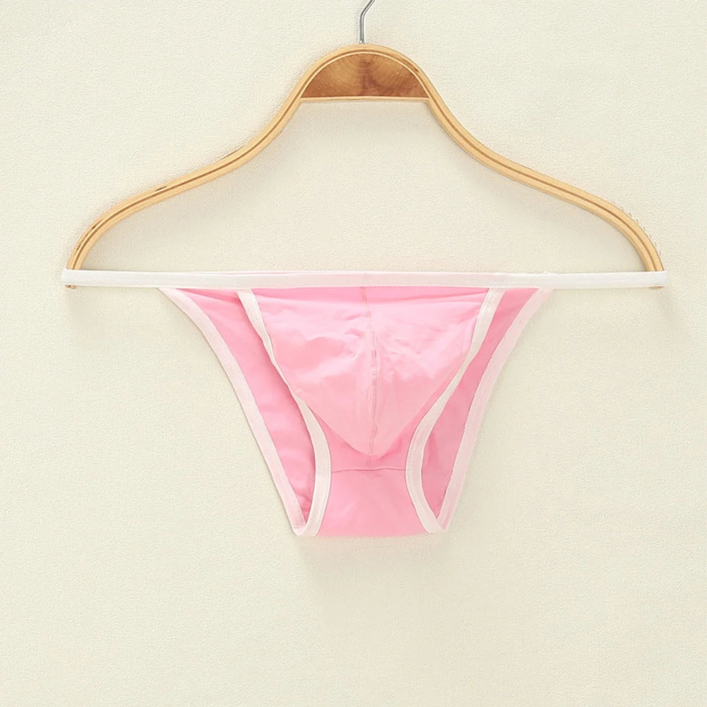 Sexy Men's Tanga String Thongs Bikini Contoured Bulge Pouch Briefs Cotton Lingerie Thong Underwear Pump Man
